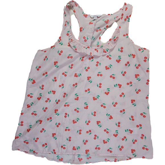 Candie's Cherrie Cluster, Racer Back, Ruffle Detail Tank Top SZ L - Picture 1 of 7
